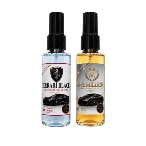 KIT Arominha FERRARI BLACK + ONE MILION Odorizador para Veículos 60ml - Perfume para Interior de Carro