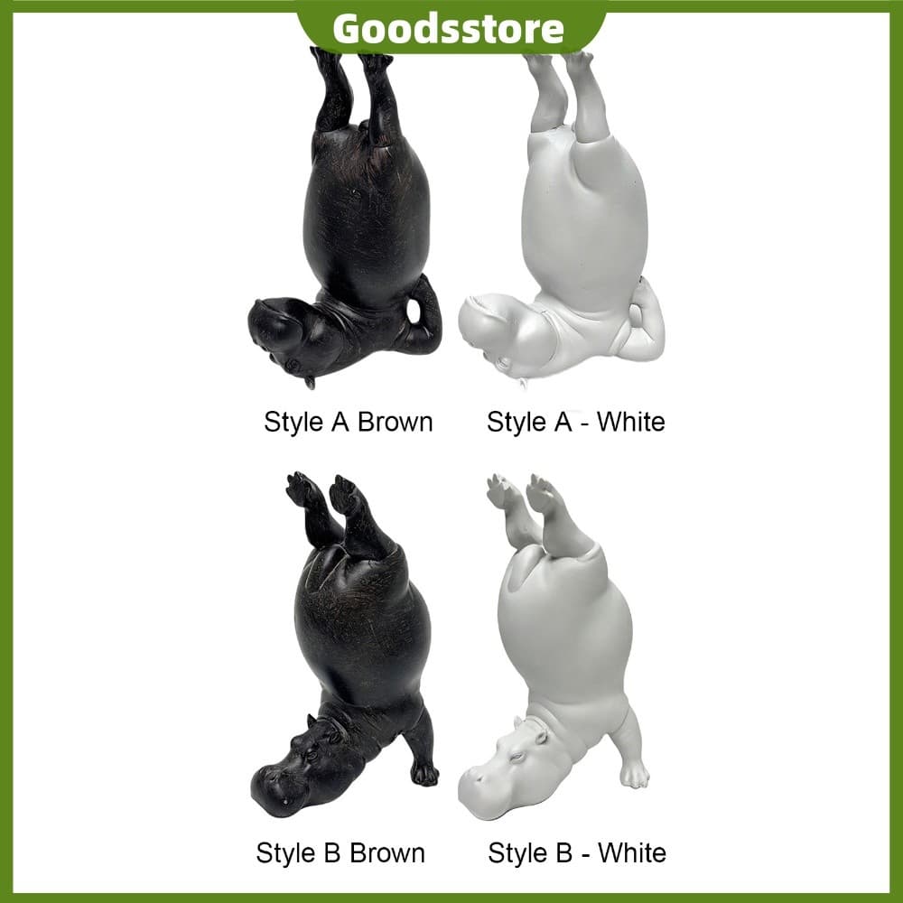 Estatueta De Suporte De Hipopótamo De Resina Criativa Adequada Para Decoração De Sala De Estar E Estante [Goodsstore.br]