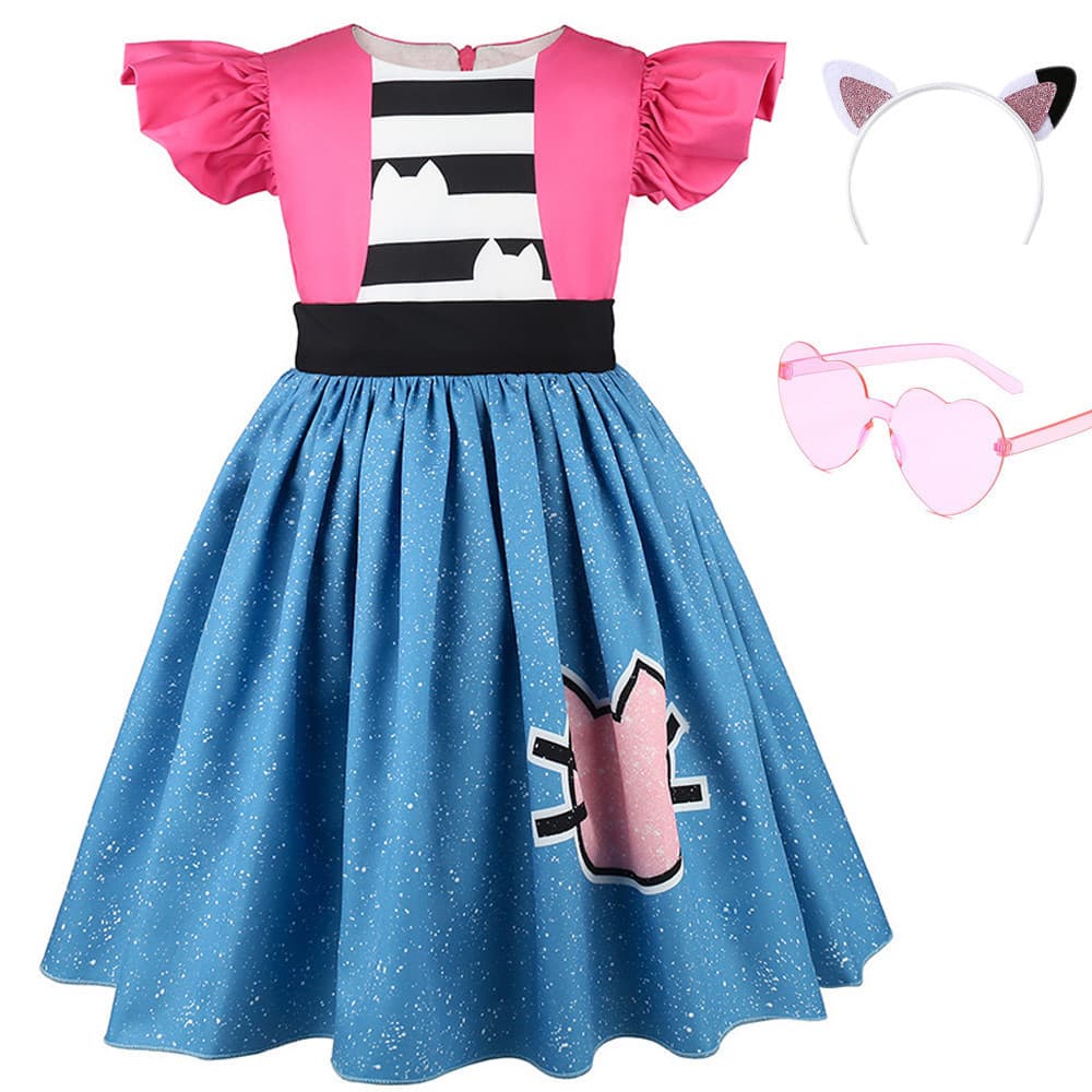 Vestido de Princesa para Meninas Gabby, Fantasia de Cosplay de Halloween, Vestido de Festa Doce de Manga Curta, Roupas R