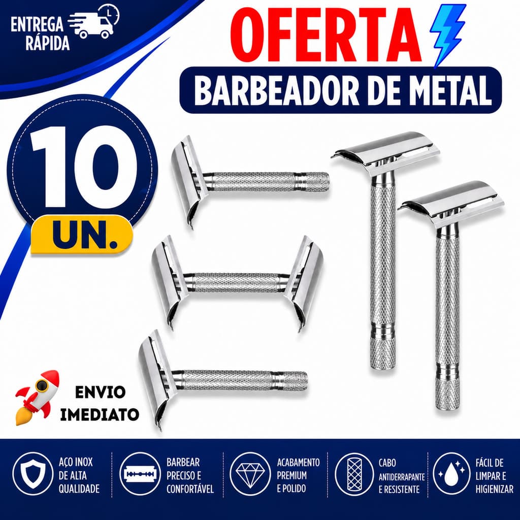BARBEADOR MANUAL CLÁSSICO EM METAL PARA BARBA BIGODE E COSTELETAS