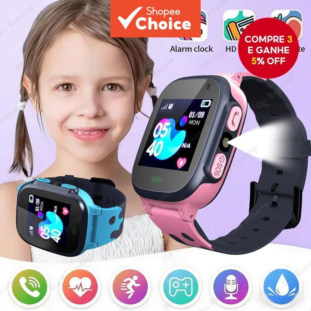 Crianças GPS Smart Watch À Prova D'água SOS Chamada Vídeo Localização Lanterna Rastreador