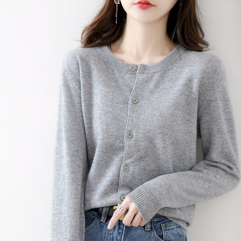 Macio ceroso em torno do pescoço de malha Cardigan feminino solto cor sólida jaqueta feminina outono novo estilo exterio