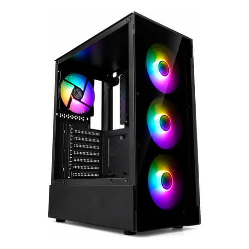 Gabinete Gamer Atx Brazilpc 4 Coolers Rainbow Lateral Vidro Preto