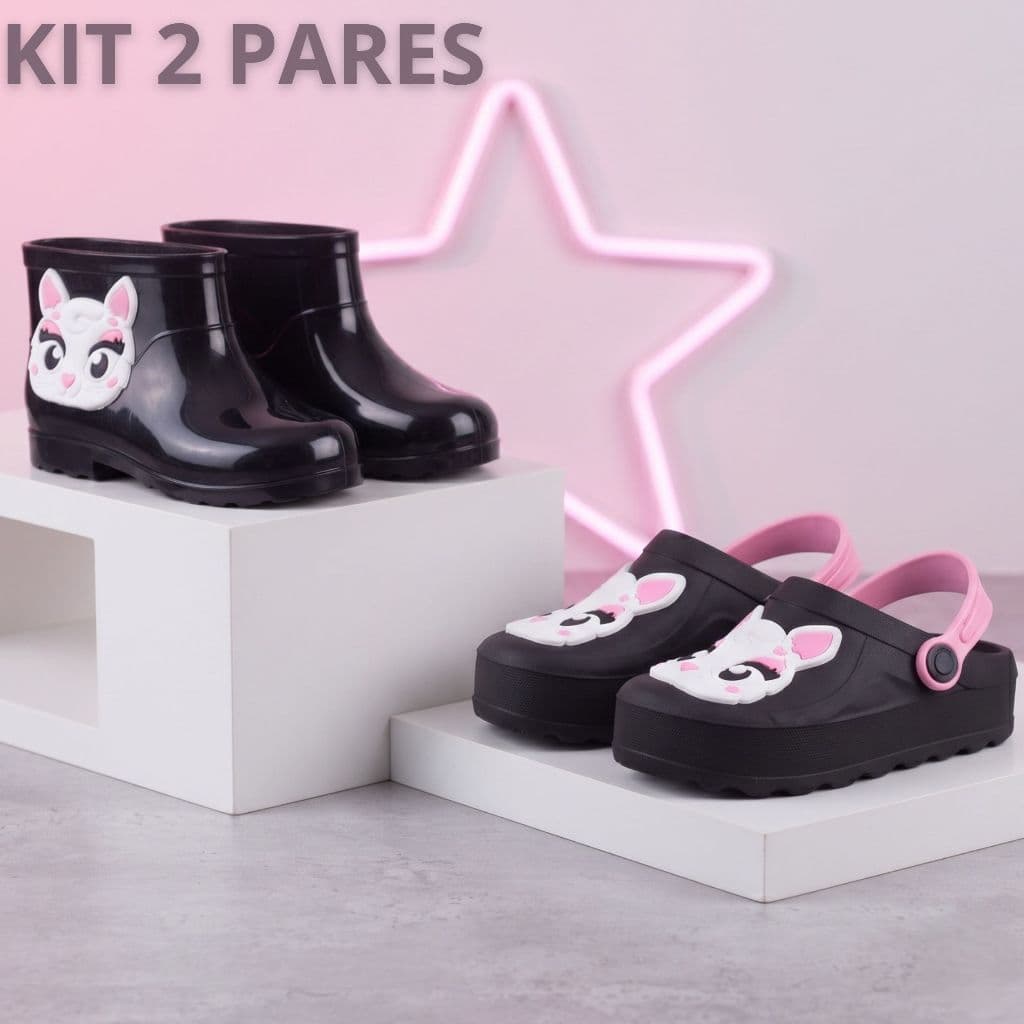 Kit 2 Pares Infantil Menina Bebê Lançamento Original Gatinha Feminina Criança Escolar Envio Rápido