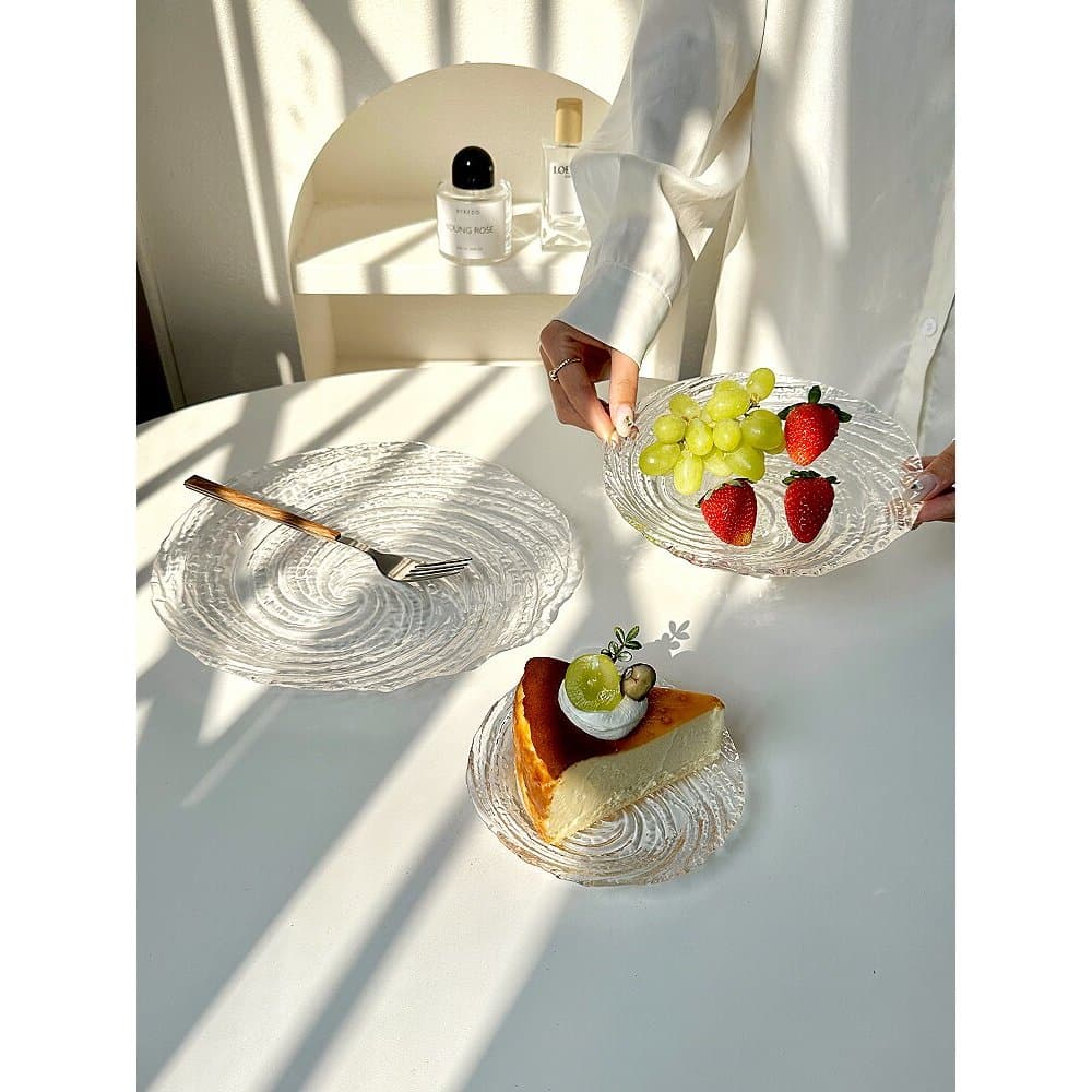 Premium ins vento placa de vidro nebulosa padrão gelo placa frutas casa sala estar disco sobremesa lanche prato frutas s