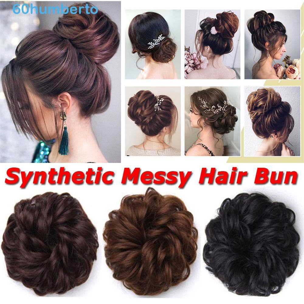 HUMBERTO Cabelo Bagunçado Donut Bun Marrom Faixa De Borracha Natural Falso Encaracolado Cordão Elástico