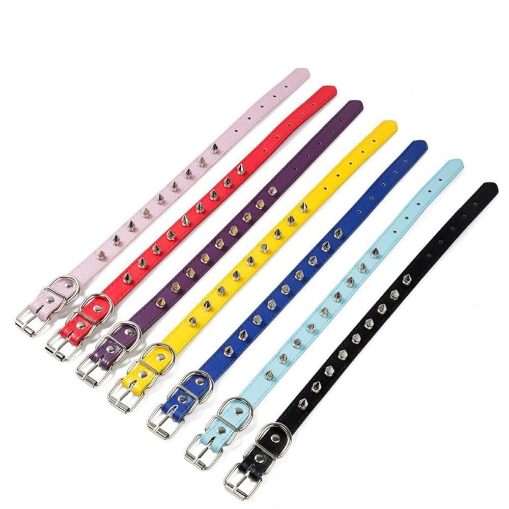 Coleiras Cravejadas Com Pontas Para Animais De Estimação  , Coleira Colorida Ajustável Cães E Gatos , Colar De
