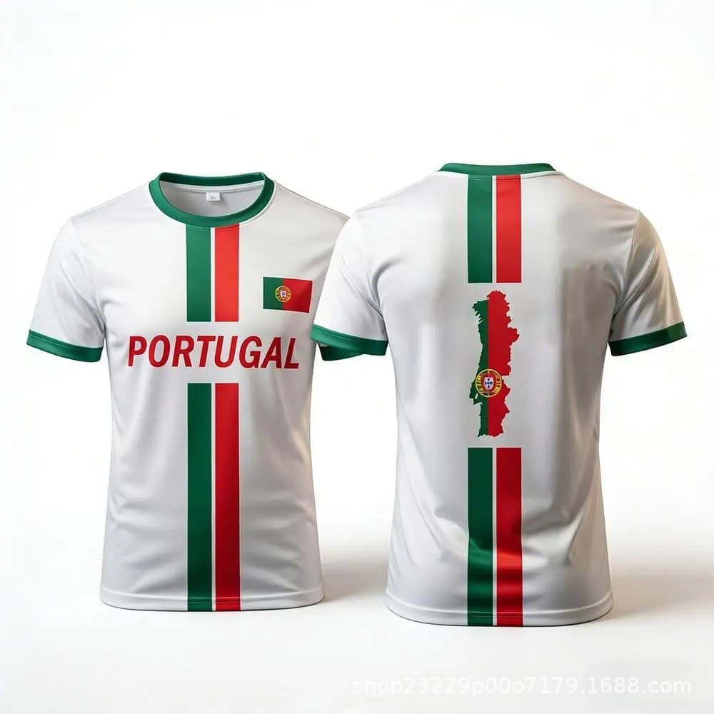 Camisa impressa em 3D novo estilo masculino Casual manga curta bandeira portuguesa padrão de emblema nacional