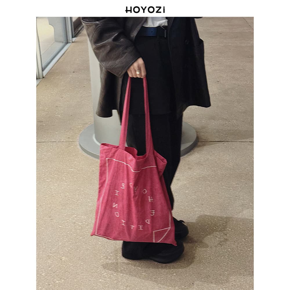 [Bolsa Xiaoyoujia] HOYOZI Original Sujo Rosa Lona Sacola Feminina 2026 Novo Estilo Um Ombro