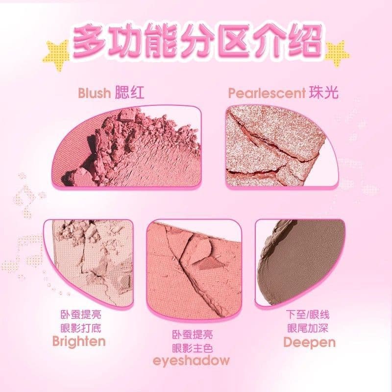 Paleta de Sombras de Olhos Girassol - Paleta de Sombras de Cinco Cores com Acabamento Perolado, Iluminador Integrado e A