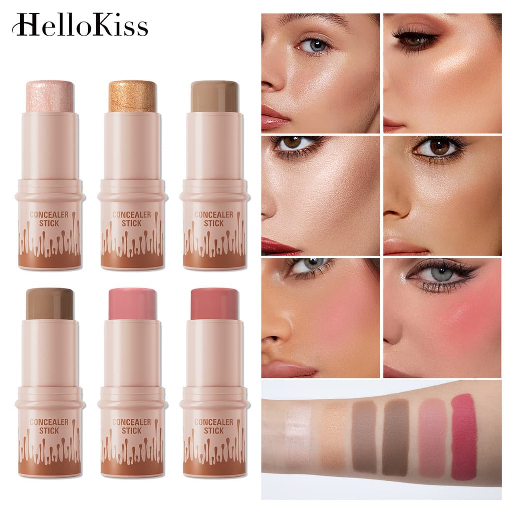 [Estoque pronto] Maquiagem HelloKiss Tear Eye Contouring Stick Multifuncional Destaque Sombra Caneta Blush Stick Bronzer