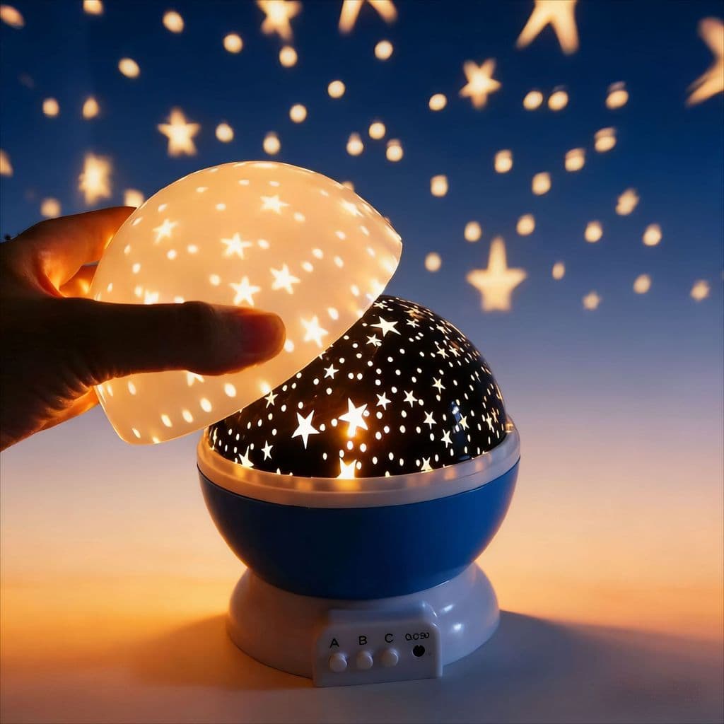 Estrela lua led luz noturna girando presente de projeção de céu estrelado