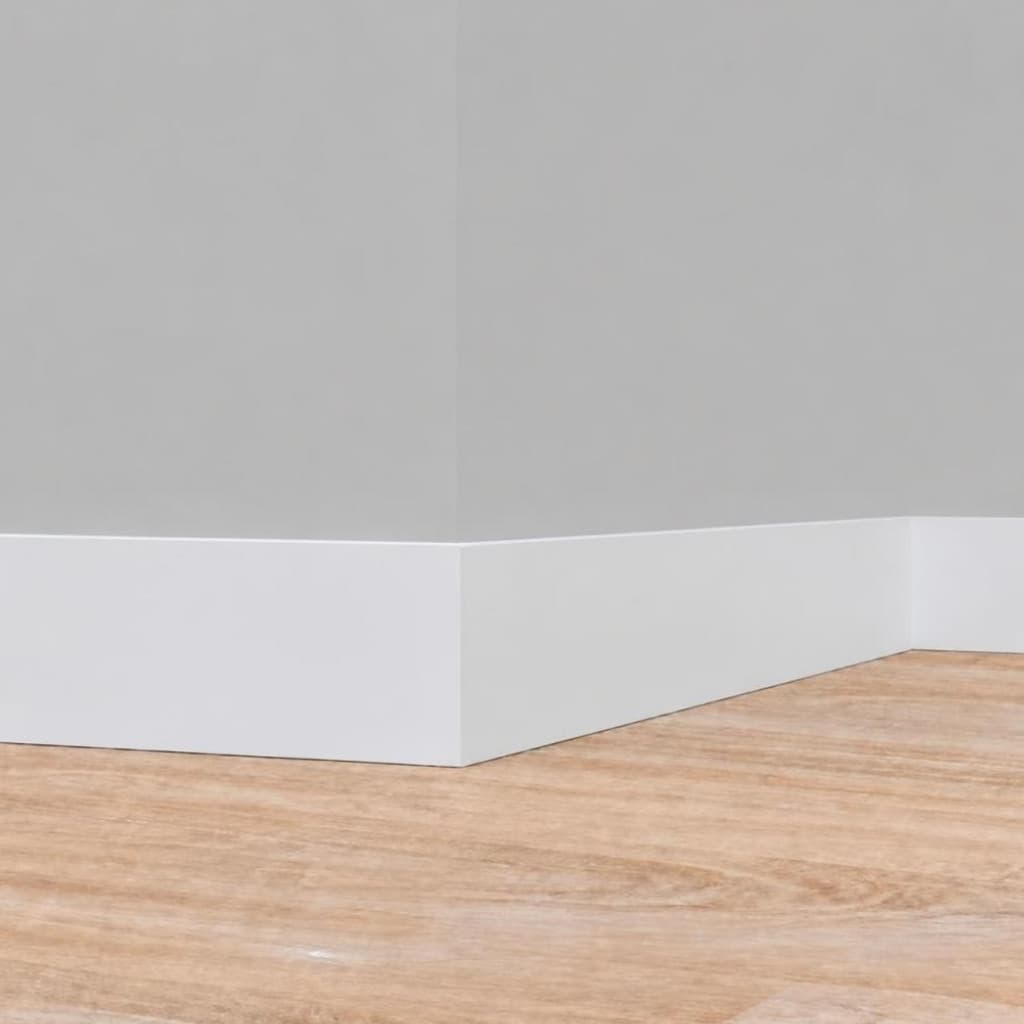 Kit 3 Barras Rodapé Poliestireno Liso Branco 15cm x 1m Passa Fio