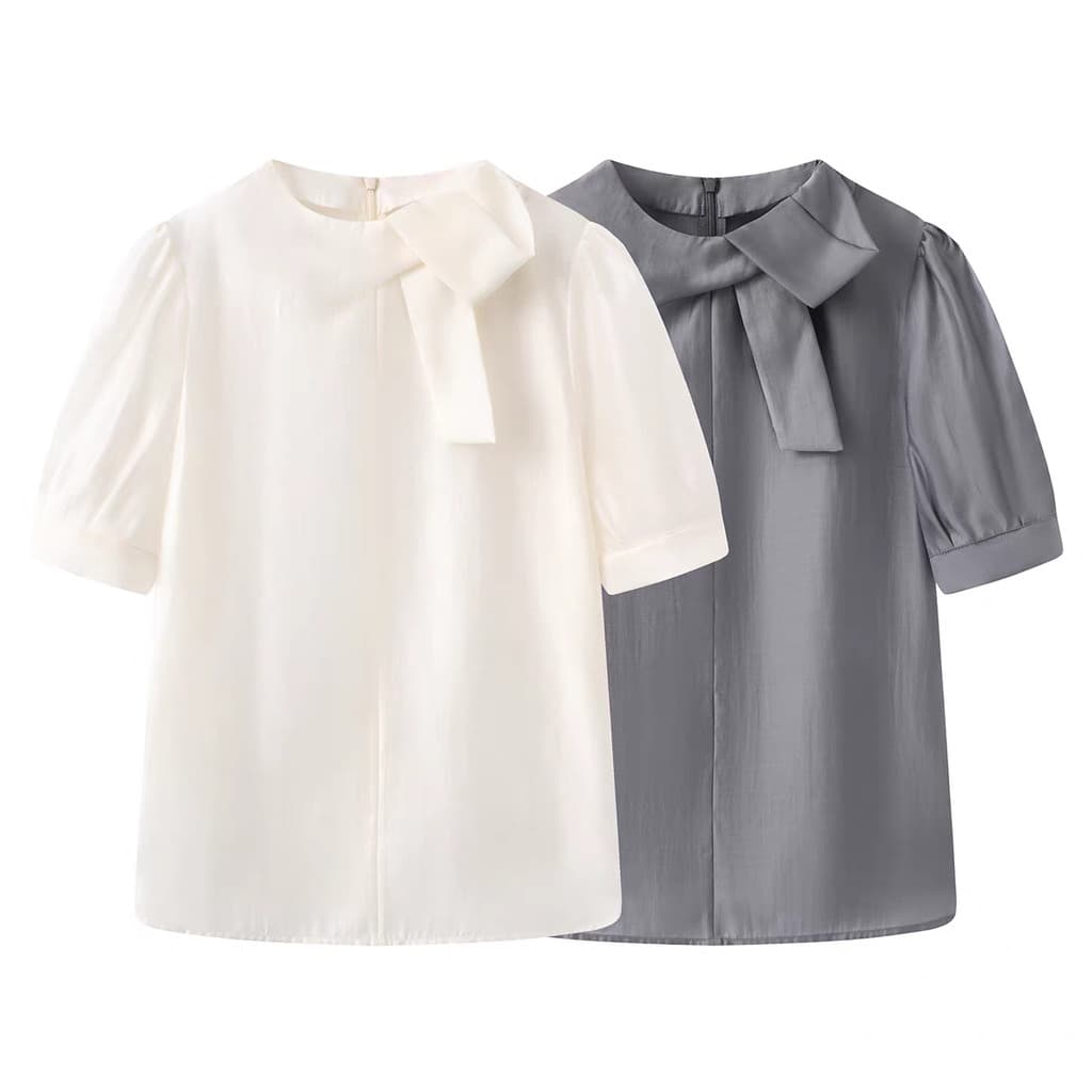 1-2 camisa feminina verão novo estilo nicho francês High-End rendas bolha de manga curta camisa fina topo