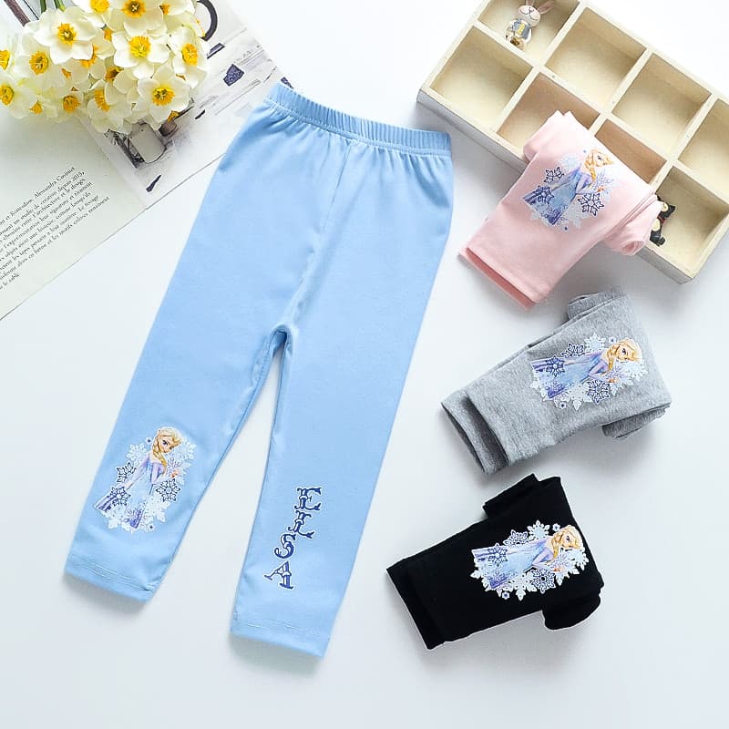 Frozen meninas 2021 primavera Leggings finas bebê magro calças estilo ocidental Elsa princesa calças