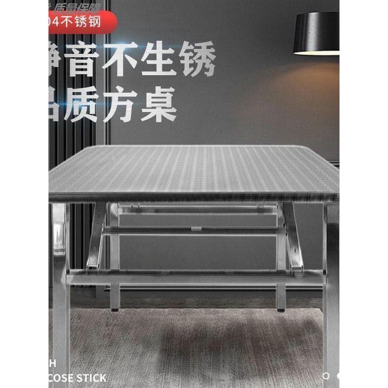 Mesa quadrada dobrável espessada mesa de jantar ao ar livre mesa longa mesa quadrada comer fogo mesa dobrável de aço ino