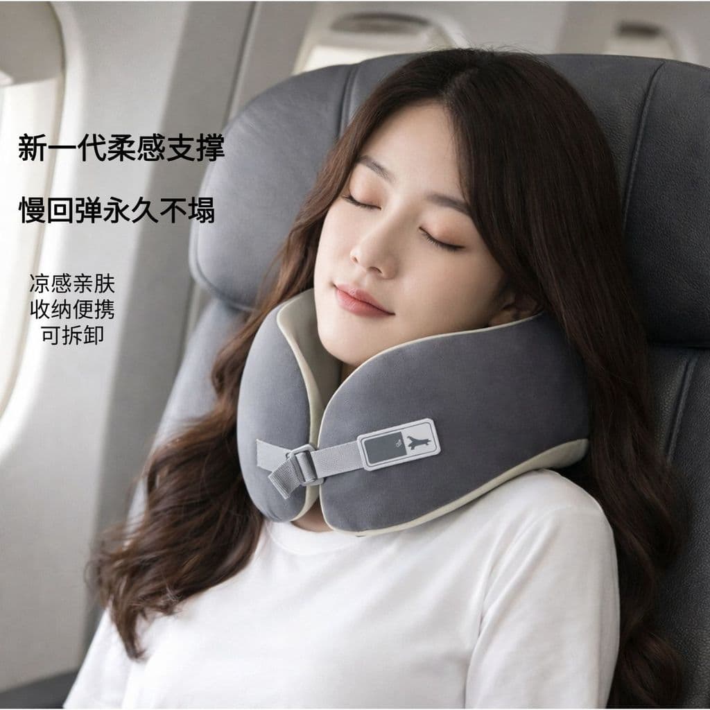 Travesseiro personalizável em forma de U para viagem, recuperação lenta, pescoço, travesseiro, avião, dormir, portátil,