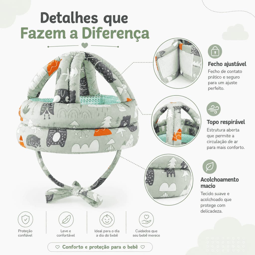 Capacete Antimpacto Baby seguro para Bebê Aprender a Andar