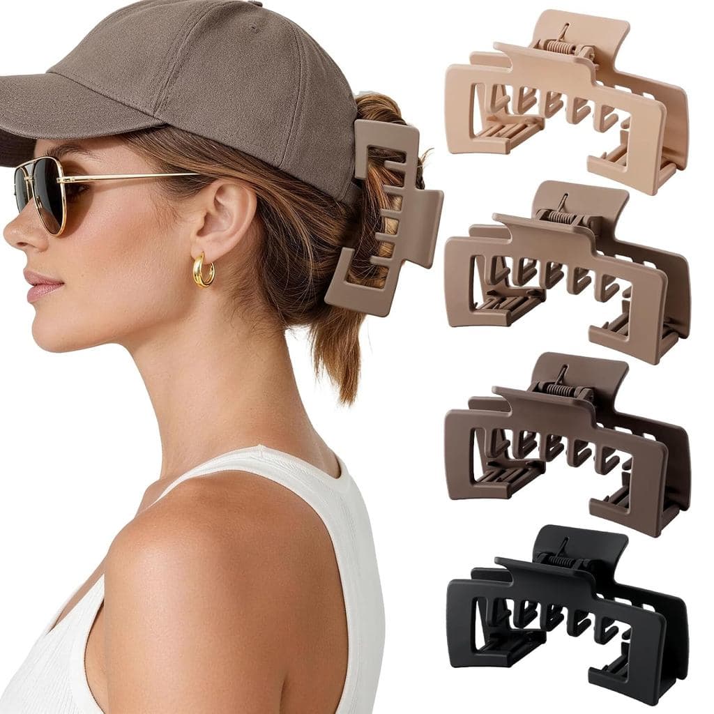 4 Presilhas de Cabelo para Chapéu para Mulheres, Presilhas Grandes de 4,1 Polegadas para Cabelos Médios/Grossos, Presilh