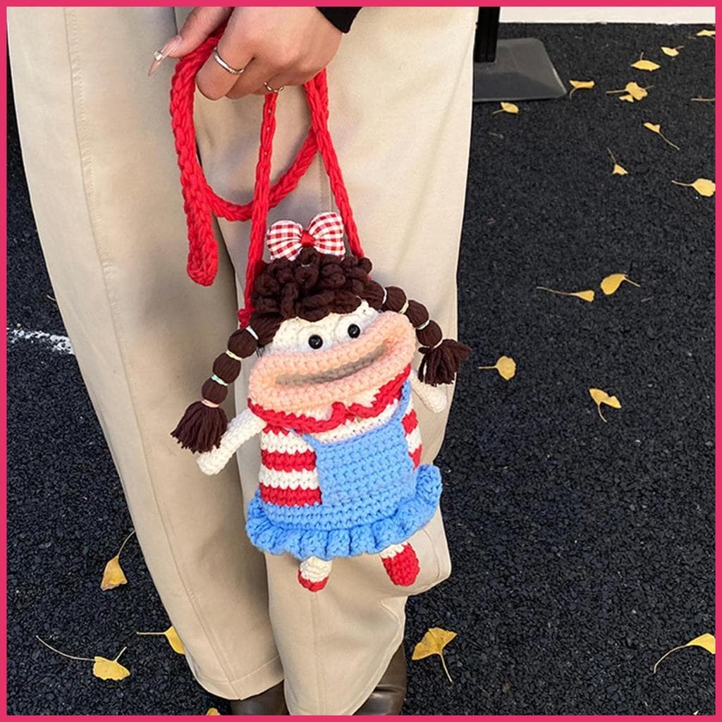Bolsa De Telefone Celular De Malha Boca De Salsicha Engraçada De Desenho Animado Ombro Para Mulheres Meninas Ao Ar Livre