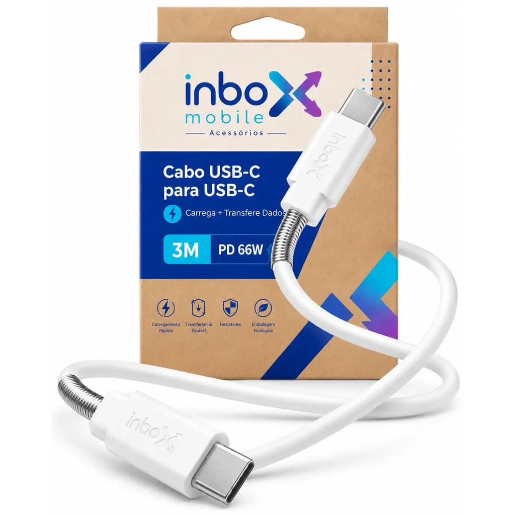Cabo Carregador Usb-c Para Usb-c 3 Metros 66w Pd Carregamento Rápido Turbo Transferência De Dados Compat Samsung Xiaomi