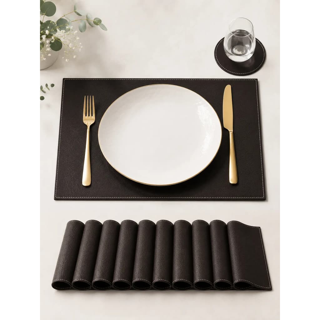 Kit 10 Sousplat Couro Sintético Jogo Americano Individual Luxo Para Mesa Posta Jantar Cozinha