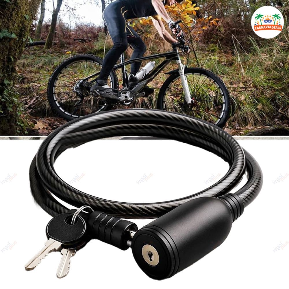 Trava Cabo De Aço 7,5mm 65cm Antifurto Segurança Moto Bike Portão Cadeado Com Duas Chaves