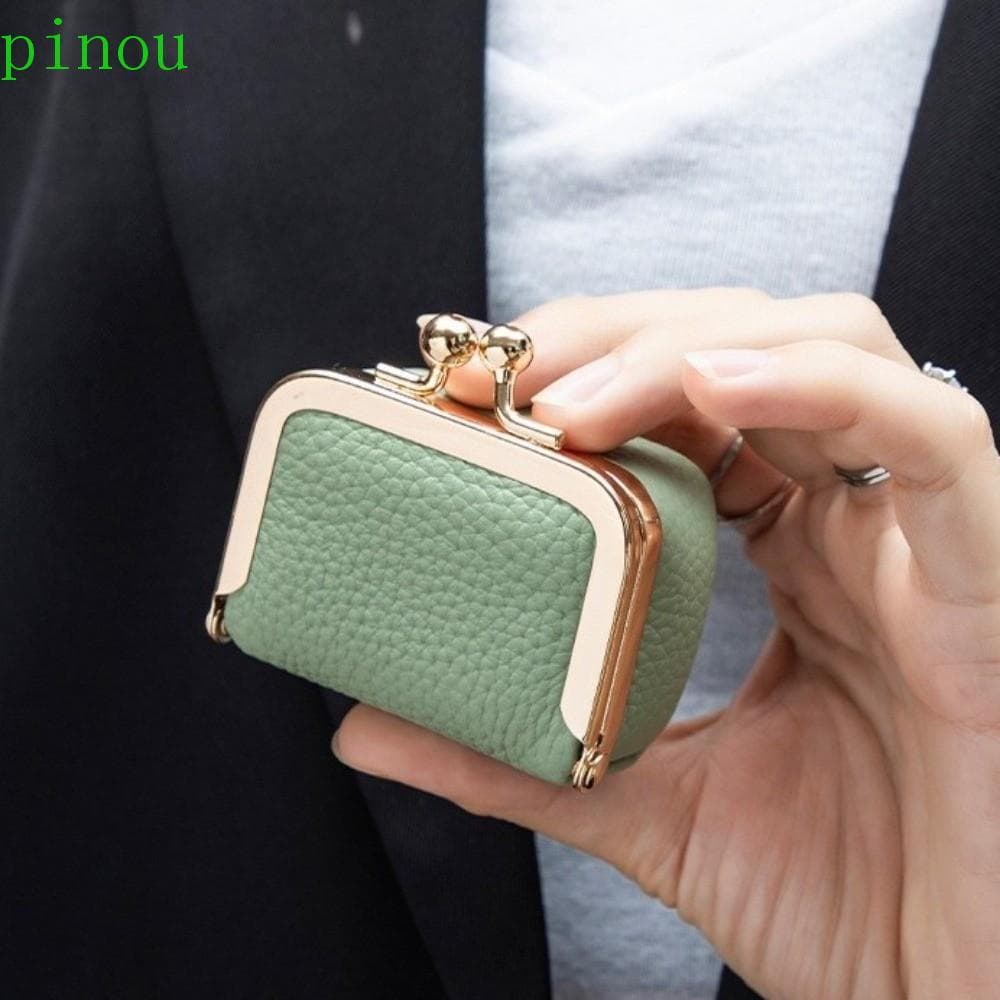 Bolsa De Joias De Couro PINOU , Moedas PU De Cor Sólida Kiss Lock Quadrada Multifuncional Para Itens Pequenos