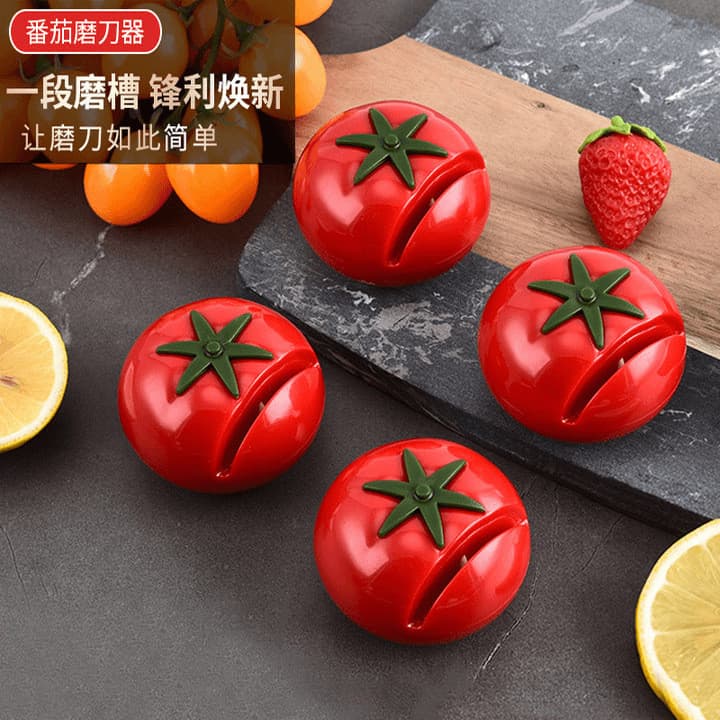 Afiador de Facas Mini em Forma de Tomate Criativo e Fofo para Uso Doméstico, Afiador de Facas Manual Portátil em Forma d