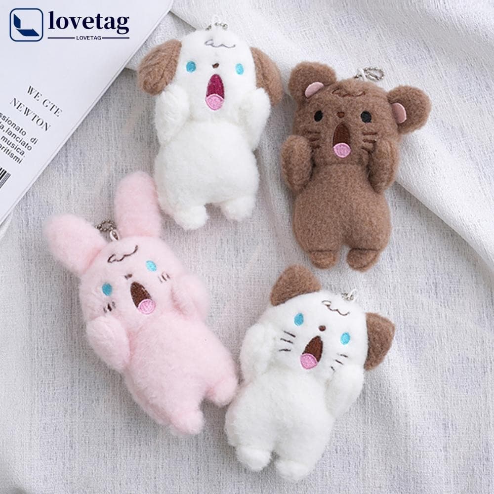 LOVETAG 10cm Gritando Animal Brinquedos De Pelúcia Bonito Cão Filhote De Cachorro Urso Chaveiro Pingente Saco Decoração