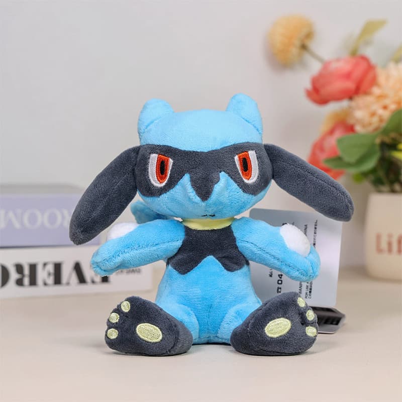14cm Dos Desenhos Animados Pokémon Anime Figura Posição Sentada Lucario Bolso Monstros Brinquedos De Pelúcia Boneca Segu