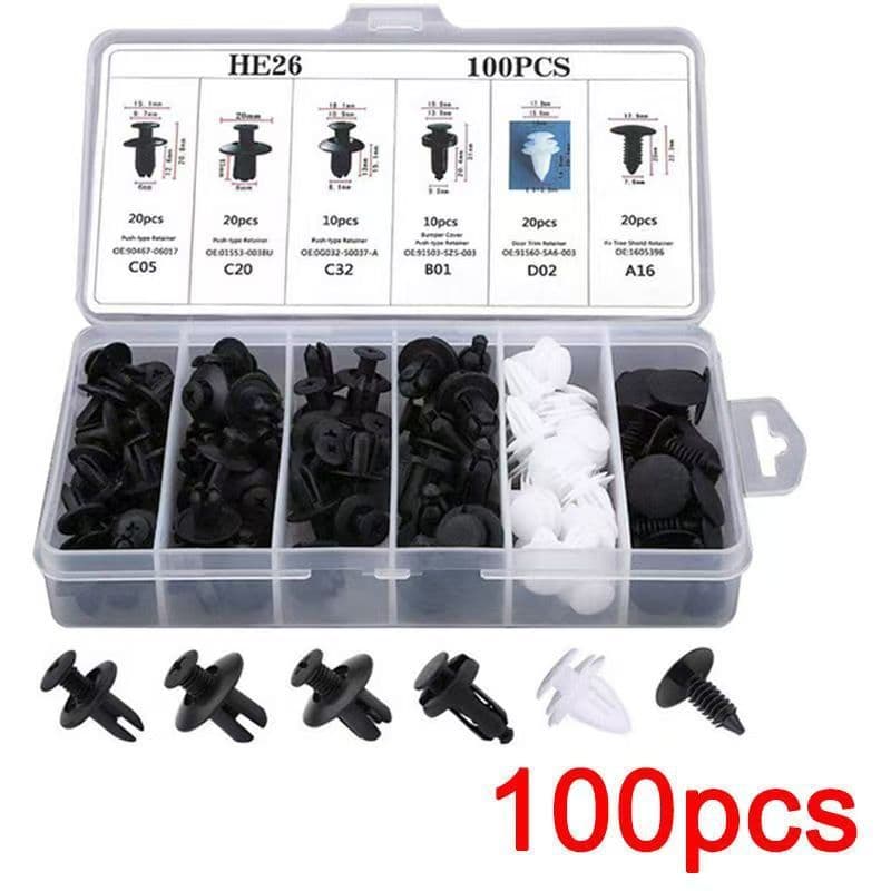 Kit 100 Universal Carro 6mm-9.8mm Peças automotivas Rebites De Plástico Fixadores Parafuso Pino Parachoque