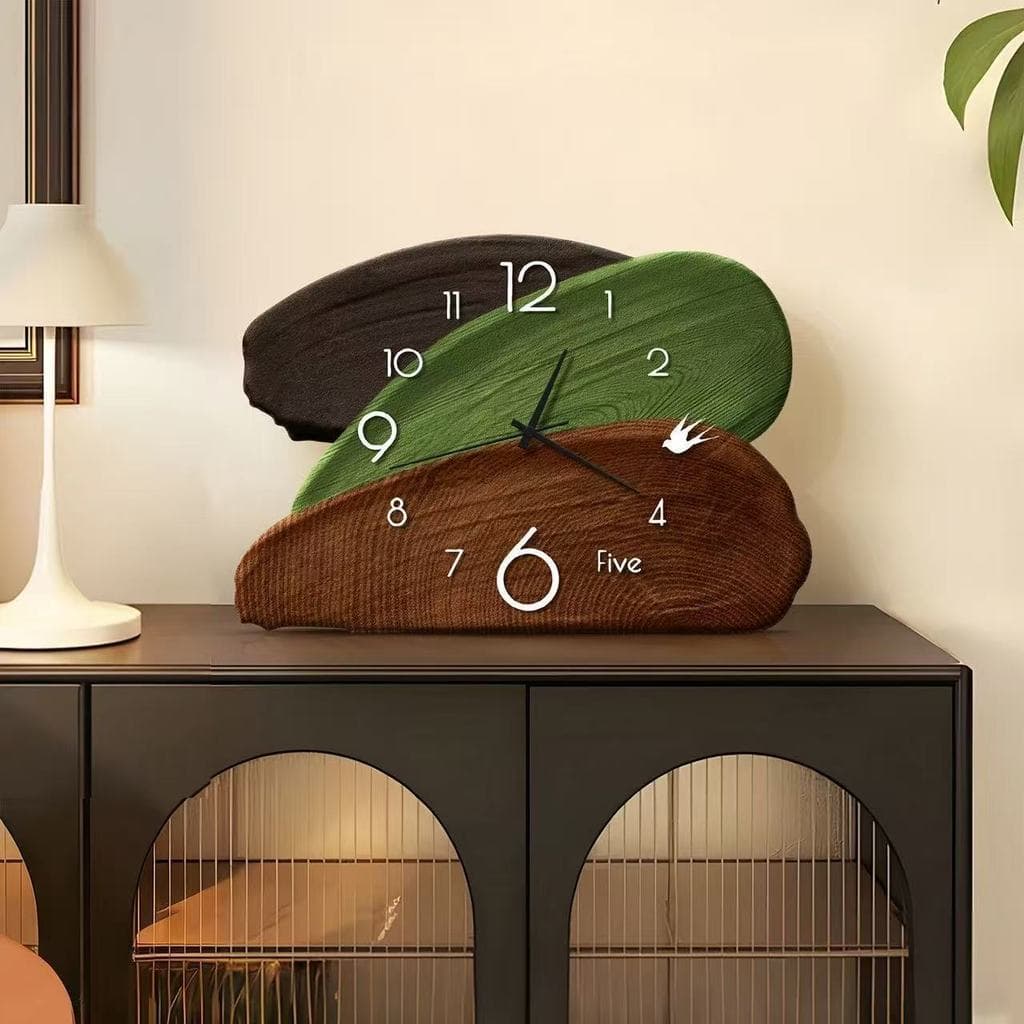 Relógio de mesa madeira vintage silencioso decorativo parede sala quarto rack tv aparador suporte ferro estilo retrô
