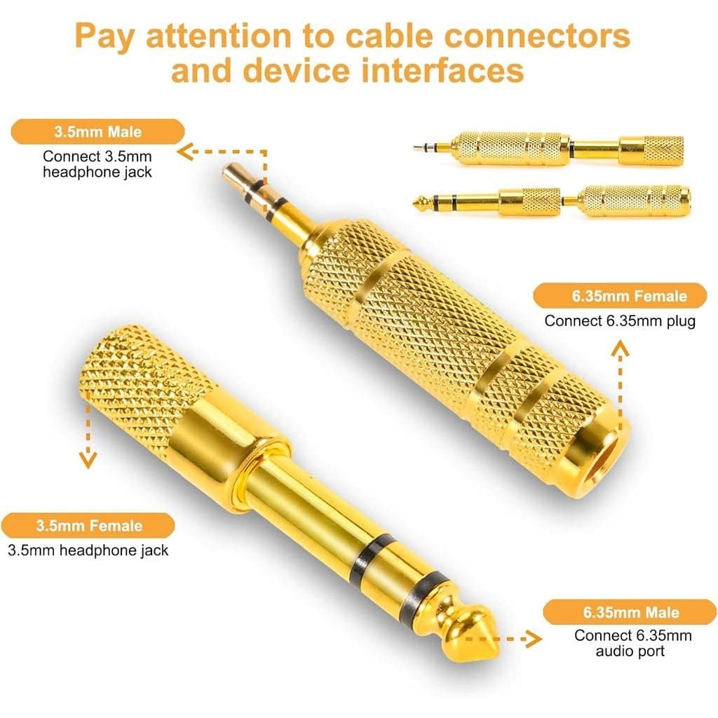 Adaptador de Fone de Ouvido QAJOPFN 4 Peças - Adaptador de Áudio de 3,5 mm (1/8 polegada) Macho para 6,35 mm (1/4 polega