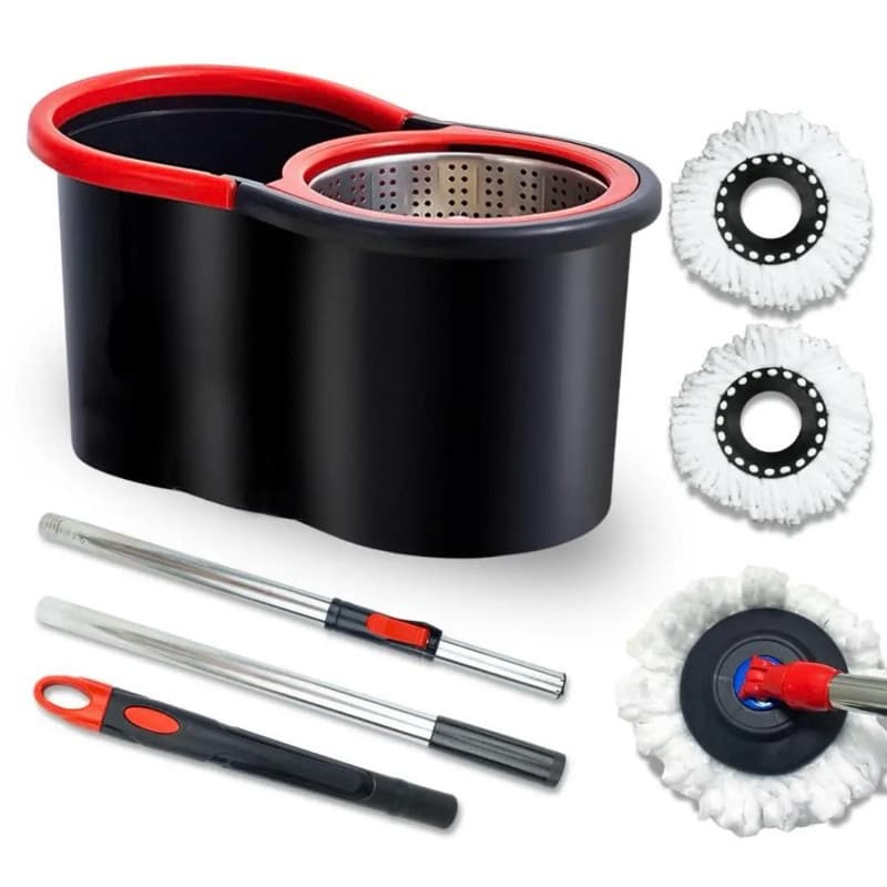 Mop Giratório 8l com Cesto Inox Limpeza Prática