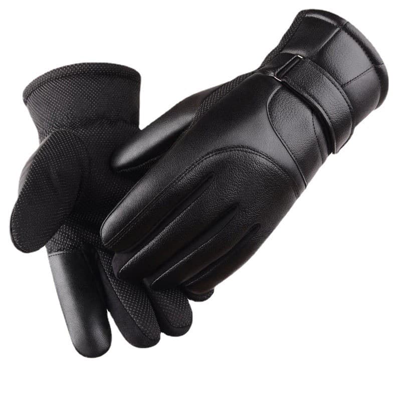 Luvas de Couro Quentes, Forradas com Lã, Unissex, à Prova de Vento e Frio, para Ciclismo ao Ar Livre, Outono Inverno, Co