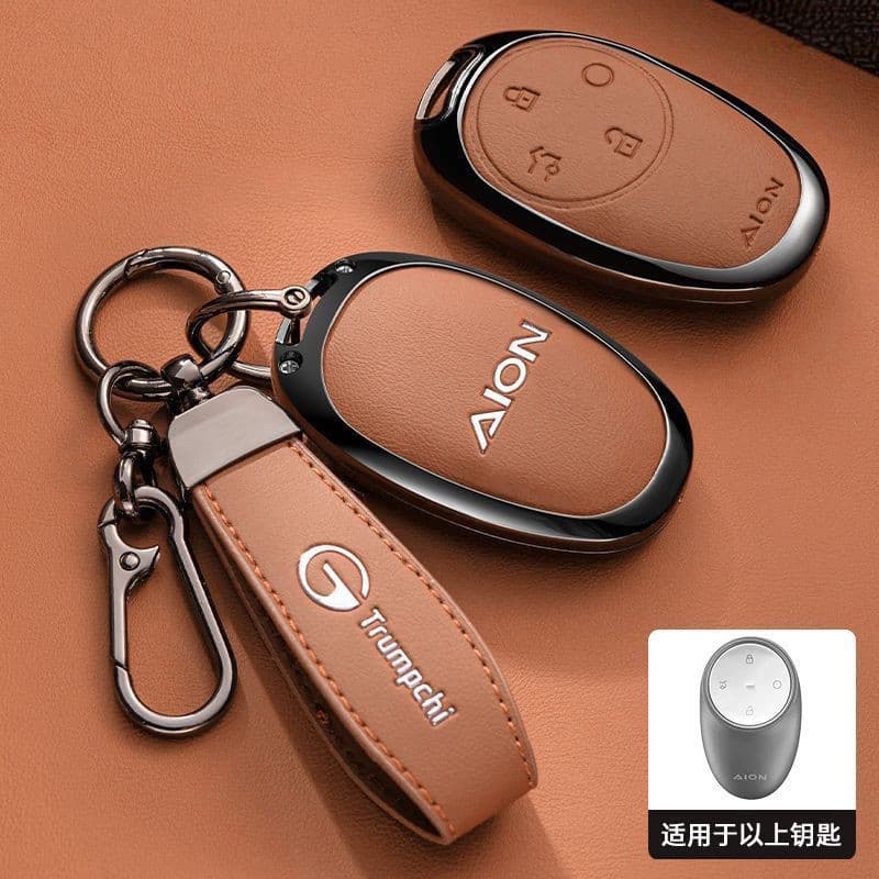 AION UT Y RT V Luvas Protetoras de Chave de Carro em Liga de Zinco e Couro, Acessórios Duráveis para Chaveiro Automotivo