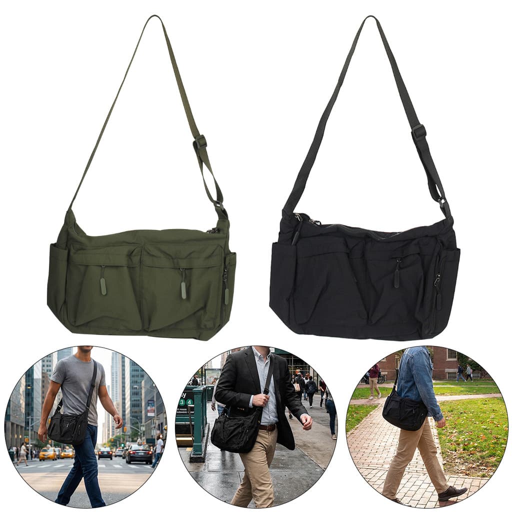 Bolsa Mensageiro Casual Com Vários Bolsos Para Mulheres , De Ombro De Nylon Fashion Bolsas Grandes Femininas Viagem , Sa