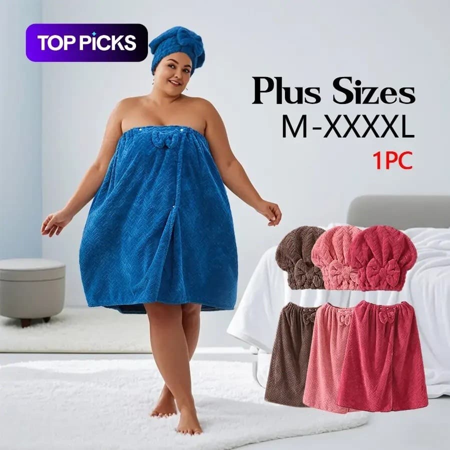 Conjunto De Touca De Banho E Chuveiro Plus Size , 2 Peças Ajustáveis , Envoltório Grosso , Ideal Para Uso Doméstico , Vi