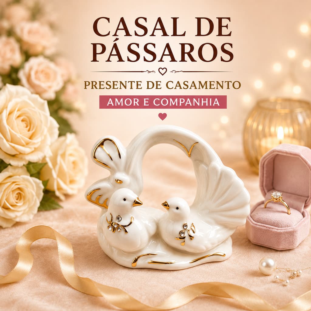 Enfeite Casal de Passarinhos Decoração de Porcelana Casal de Pombos para Rack Presente de Casamento