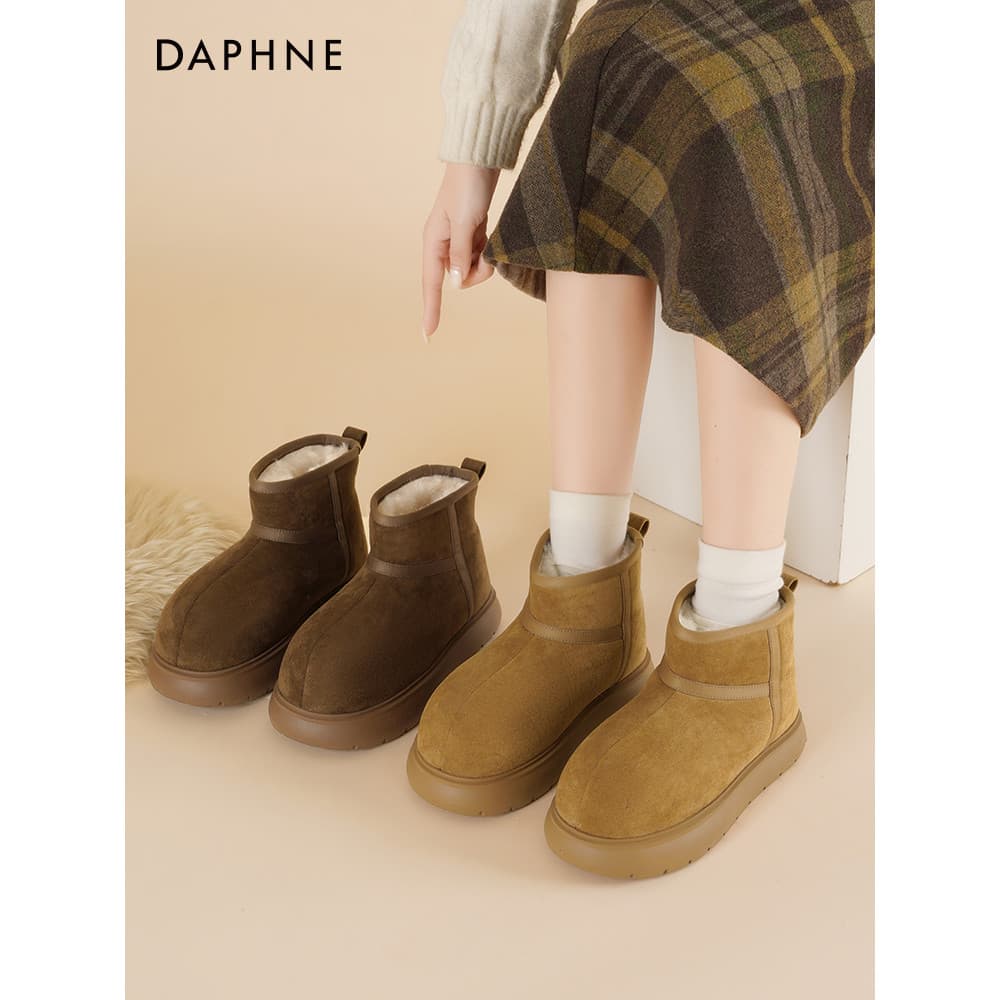 Daphne botas de neve de sola grossa feminina 2026 novo estilo inverno sapatos de pelúcia sapatos femininos de cano baixo