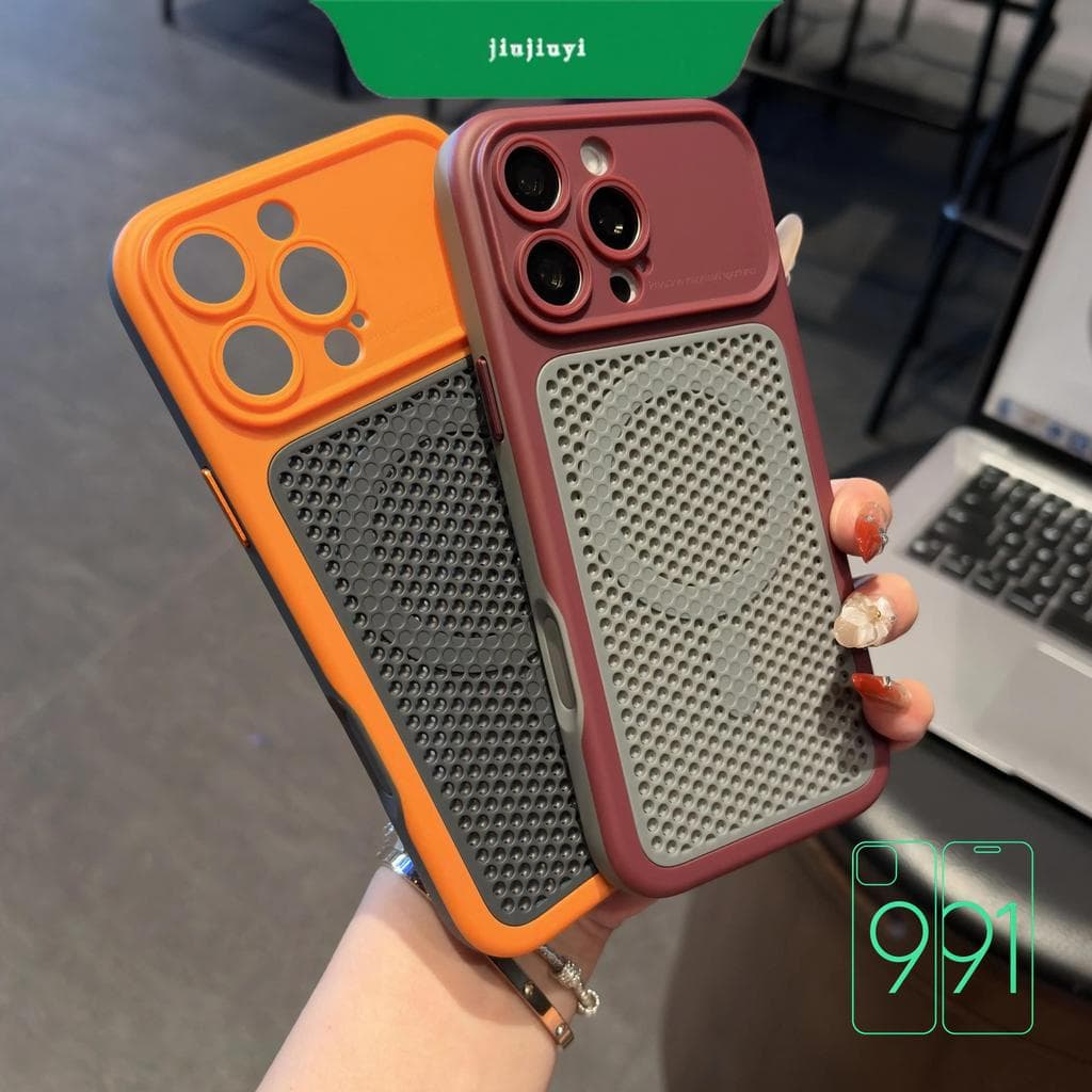 Capa De Telefone Respirável E Com Dissipação De Calor Sucção Magnética , design premium De Duas Cores , Recorte De Lente