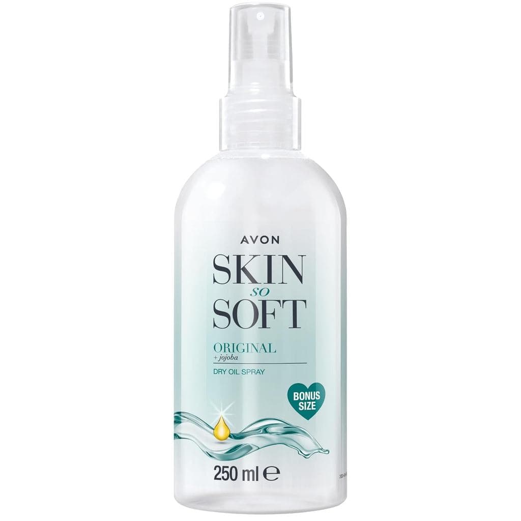 AVON SKIN SO SOFT Óleo Corporal Seco Original em Spray – Óleo Hidratante Leve com Jojoba e Vitamina E, Rápida Absorção,