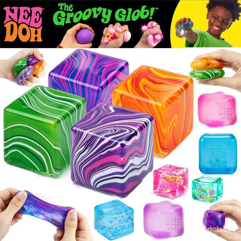 2 Pcs Novo Needoh Nice Ripple Gradient Ice Block Cube Calmante Cubo Sensorial Brinquedo De Alívio De Estresse Para Foco