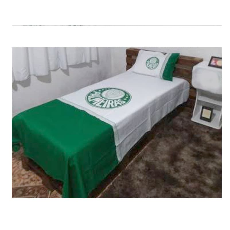 Lençol Palmeiras Pintado Solteiro com Fronha Porco Mancha Verde Alvi Verde