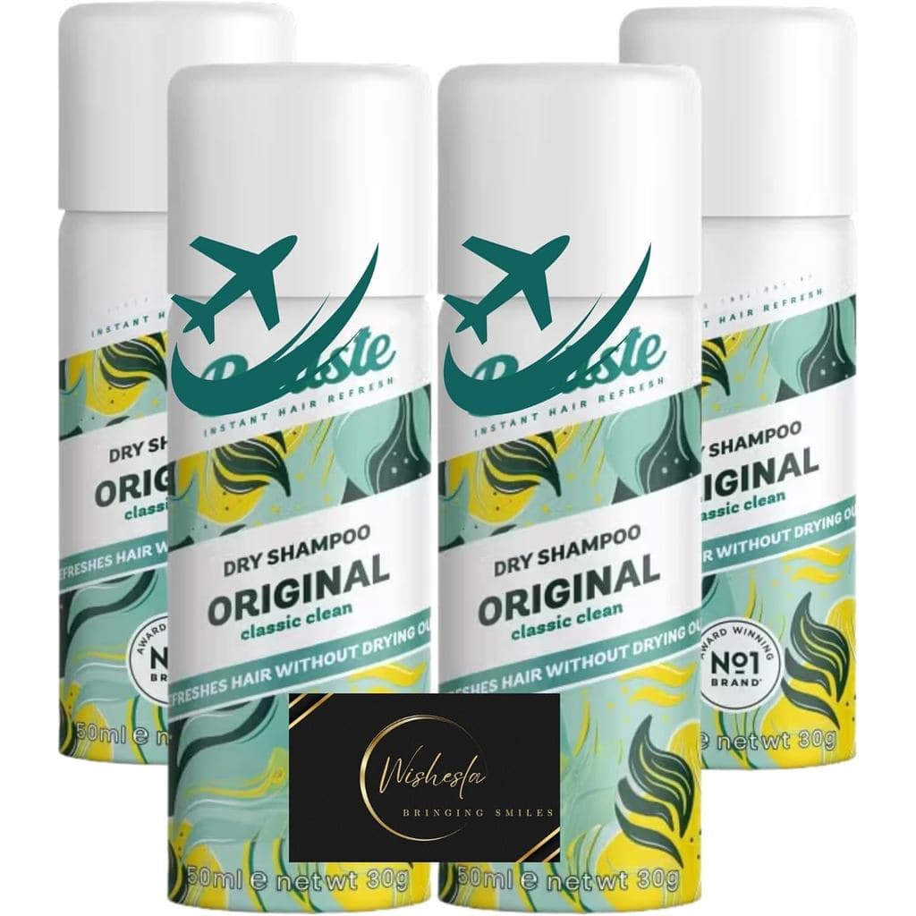 Pacote de Shampoo Seco em Tamanho Viagem com Shampoo Original Sem Enxágue, 4 embalagens de 50ml, Para Todos os Tipos de
