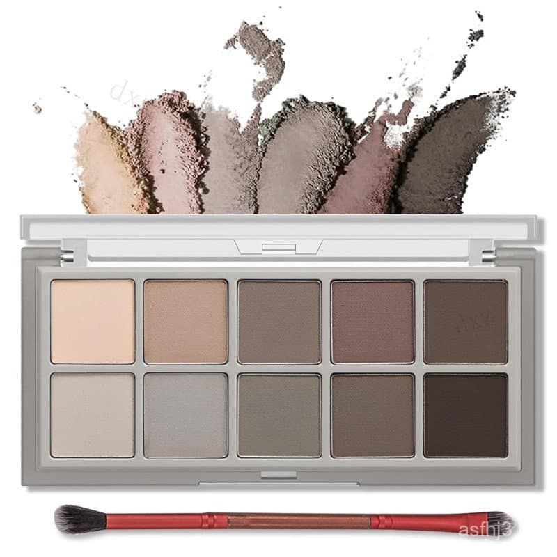 Paleta de sombras matte de 10 cores Erinde, paleta de sombras nude em tons de marrom acinzentado, paleta de sombras em t