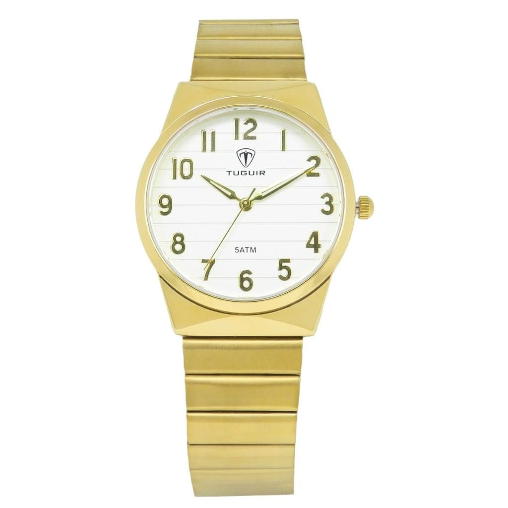 Relógio Unissex Tuguir Analógico TG30486 Dourado e Branco