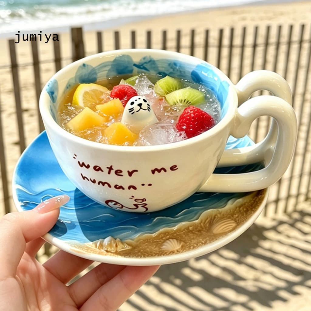 JY Presente Especial Para Bebedouros De Café , Caneca De Cerâmica Com Vedação Fofa Artesanal Casa , Design Divertido Uso