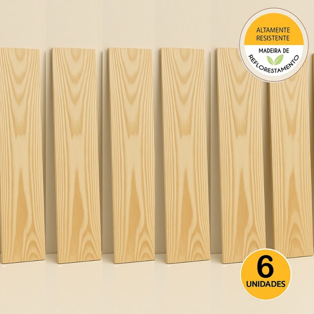 Kit 6 Prateleira Madeira Pinus Tábuas p/ Decorar Sala, Quarto, Cozinha 100% Natural, Lixada